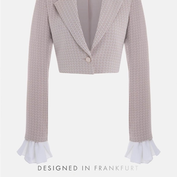 Cropped Tweed Blazer with Blouse Sleeves - Picture 5 of 10